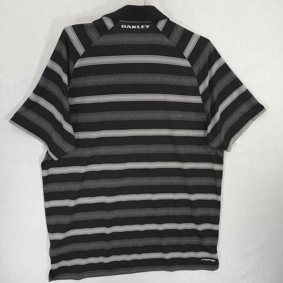 Oakley Polo Mens Extra Large Black Gray Striped Hydrolix Performance Golf Shirt - Picture 6 of 13
